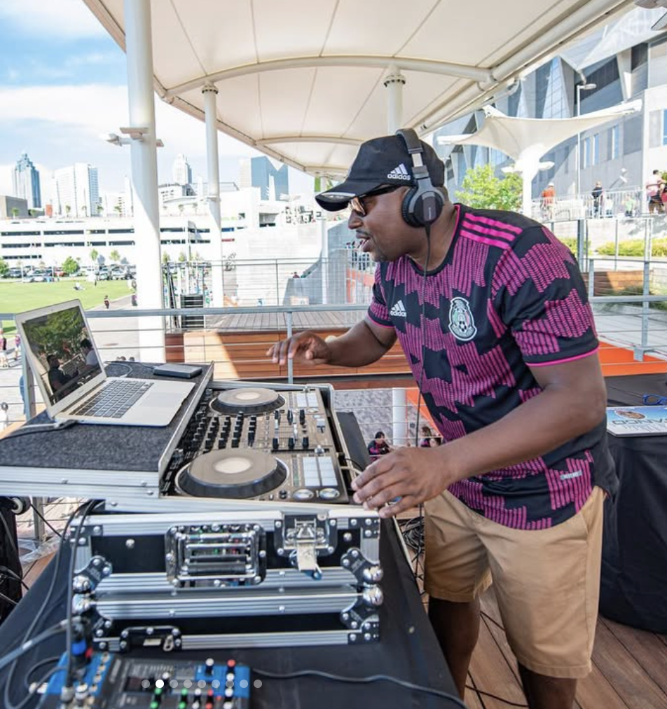 DJ Steve hosting a sporting event